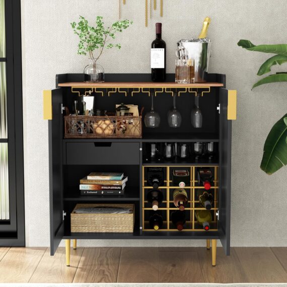 ARTPOWER Sideboard Buffet Cabinet with Fluted Texture Modern Coffee Bar ...